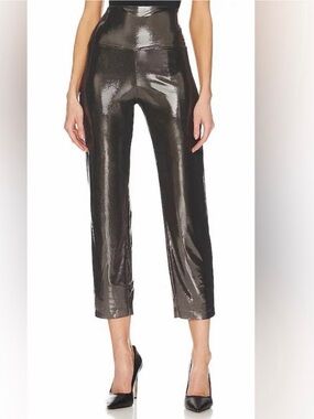 Norma Kamali Pencil Pant in Metallic Silver small NWT